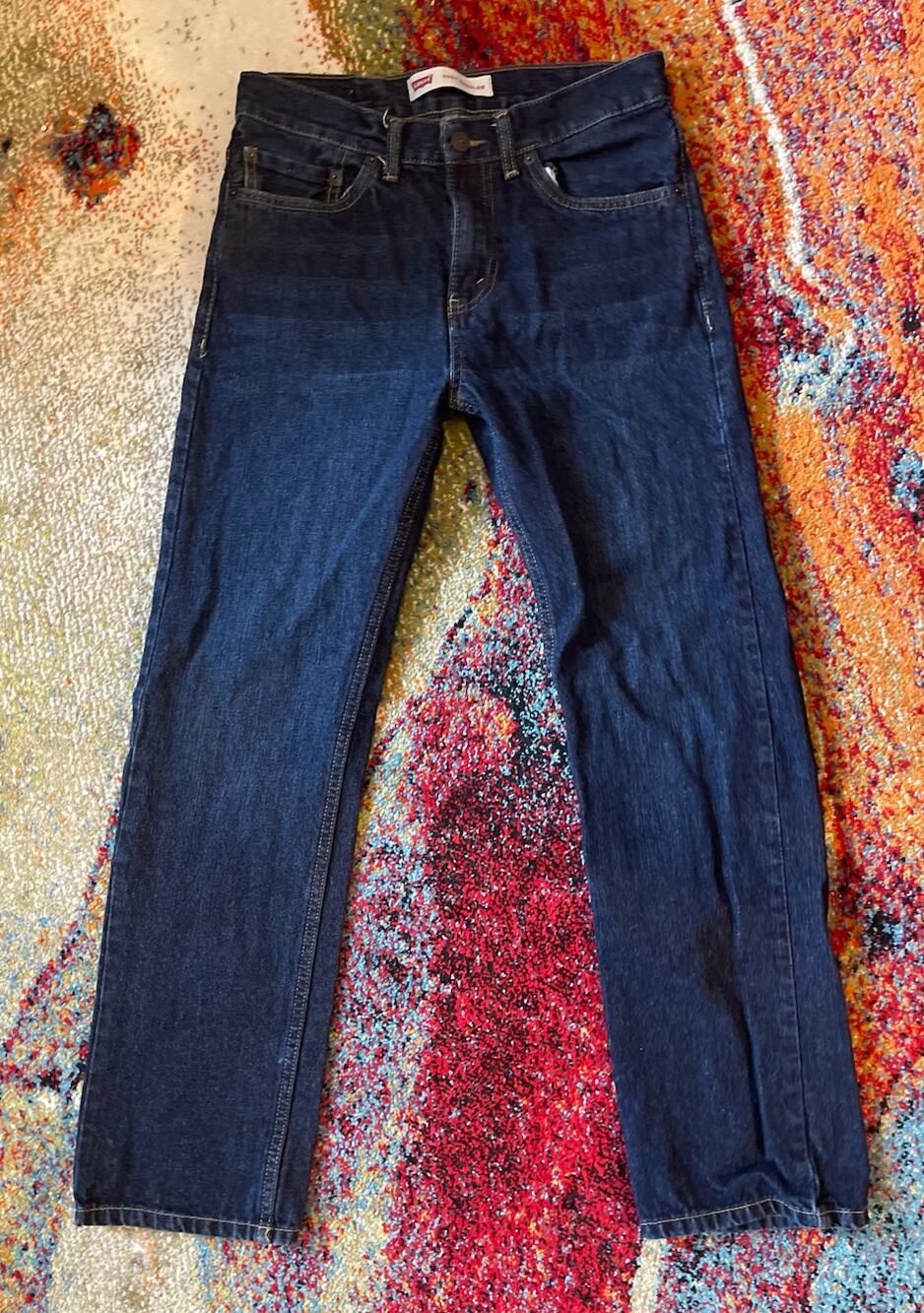Levi's 505 Regular Dark Wash Jeans Boys 18 Slim 27x29 Youth Pants Straight Fit